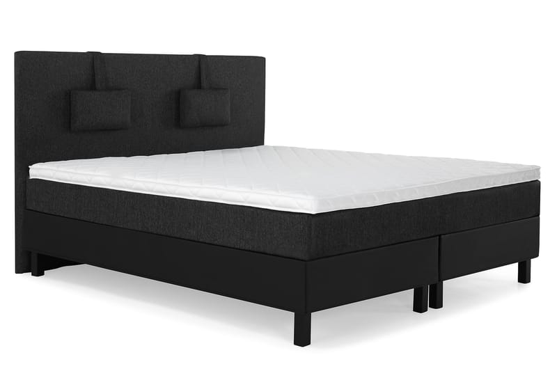 Sänkypaketti Olivia 180x200 Sileä Sängynpääty Musta/Harmaa/PU - Niskatyyny Pieni Musta/Harmaa/PU - Huonekalut - Sänky - Jenkkisängyt