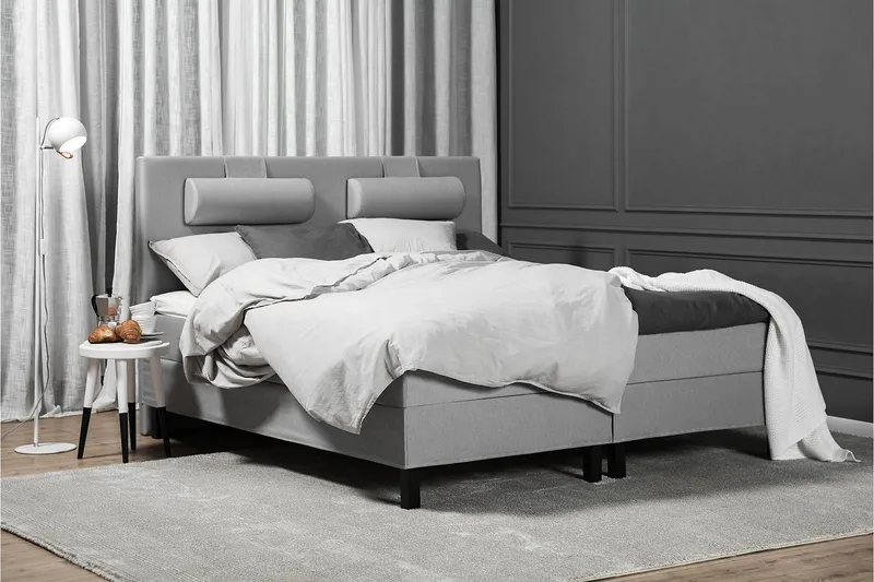 Sänkypaketti Olivia 180x200 Sileä Sängynpääty Vaaleanharmaa - Vaaleanharmaa - Huonekalut - Sänky - Jenkkisängyt