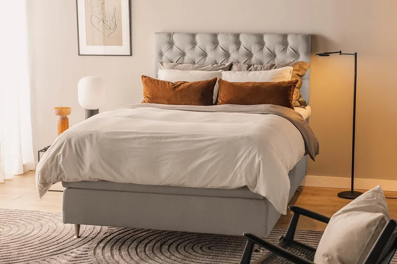 Sänkypaketti Oslo Lyx 120x200 cm Buklee - Harmaa - Huonekalut - Sänky - Parisänky