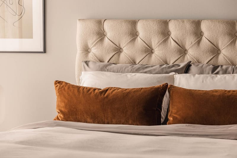 Sänkypaketti Oslo Lyx 140x200 cm Buklee Topattu pääty - Beige - Huonekalut - Sänky - Jenkkisängyt