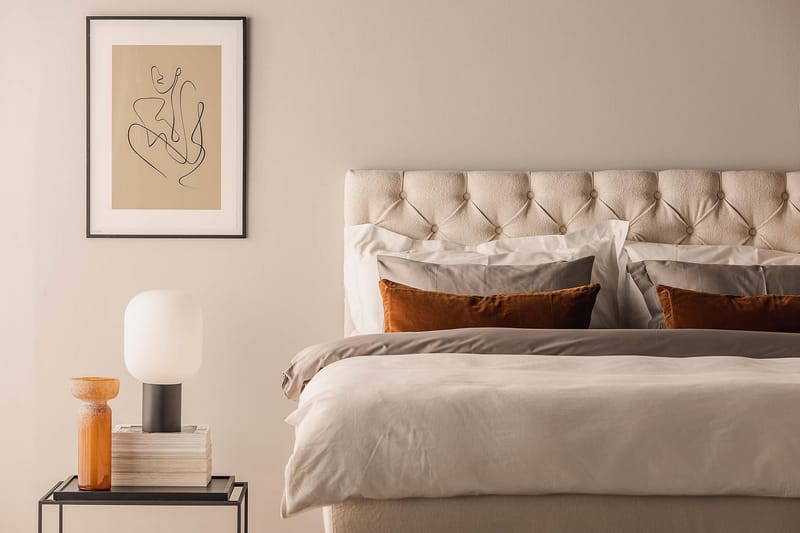 Sänkypaketti Oslo Lyx 160x200 cm Buklee Topattu pääty - Vaaleabeige - Huonekalut - Sänky - Jenkkisängyt
