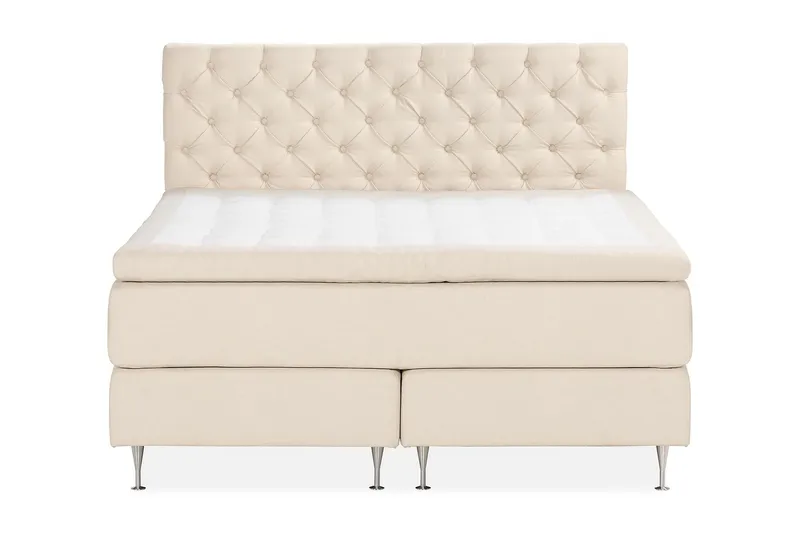 Sänkypaketti Oslo Lyx 160x200 cm Buklee Topattu pääty, Vaaleabeige