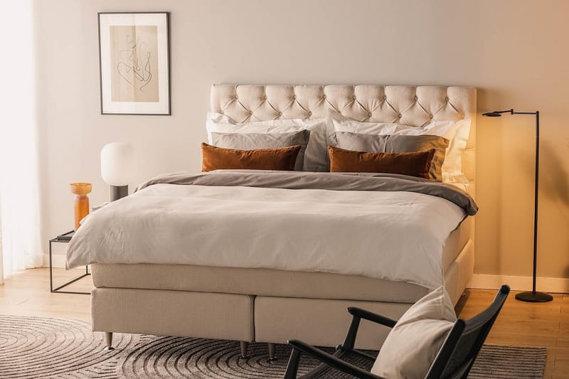 Sänkypaketti Oslo Lyx 160x200 cm Buklee - Vaaleabeige - Huonekalut - Sänky - Jenkkisängyt