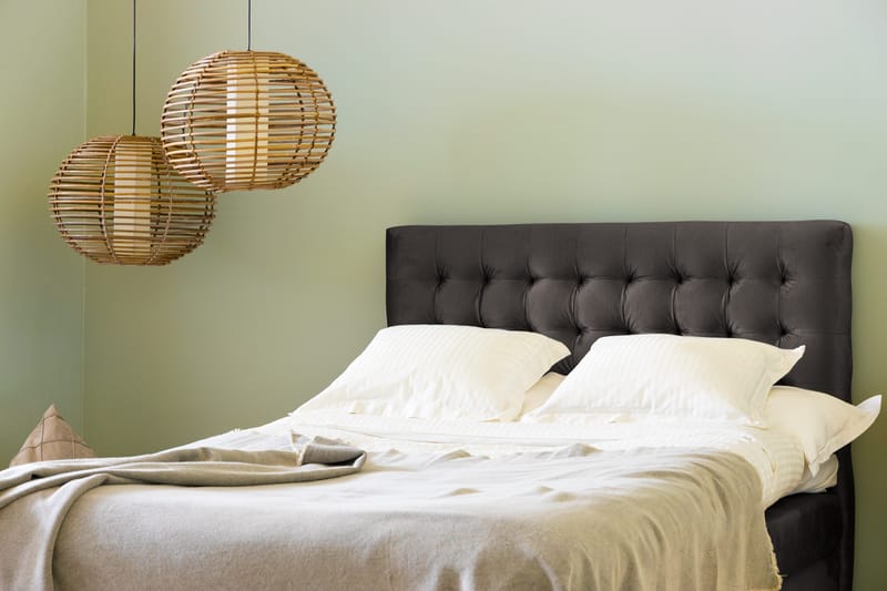 Sänkypaketti Rebeca 140x200 cm Ruudullinen pääty - Tummanharmaa/Sametti - Huonekalut - Sänky - Jenkkisängyt