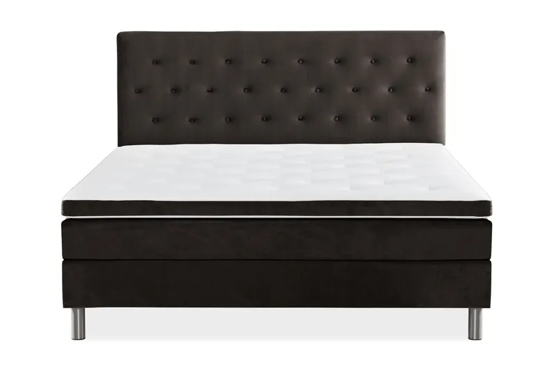 Sänkypaketti Rebeca 160x200 cm Nappi pääty, Tummanharmaa/Sametti