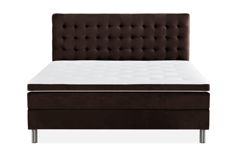 Sänkypaketti Rebeca 180x200 cm Ruudullinen pääty, Ruskea/Sametti