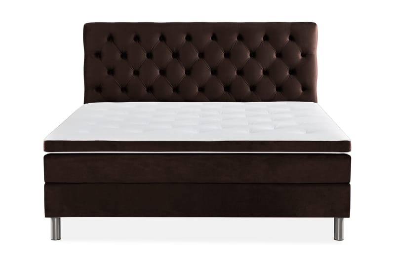 Sänkypaketti Rebeca 180x200 cm Topattu pääty - Ruskea/Sametti - Huonekalut - Sänky - Jenkkisängyt