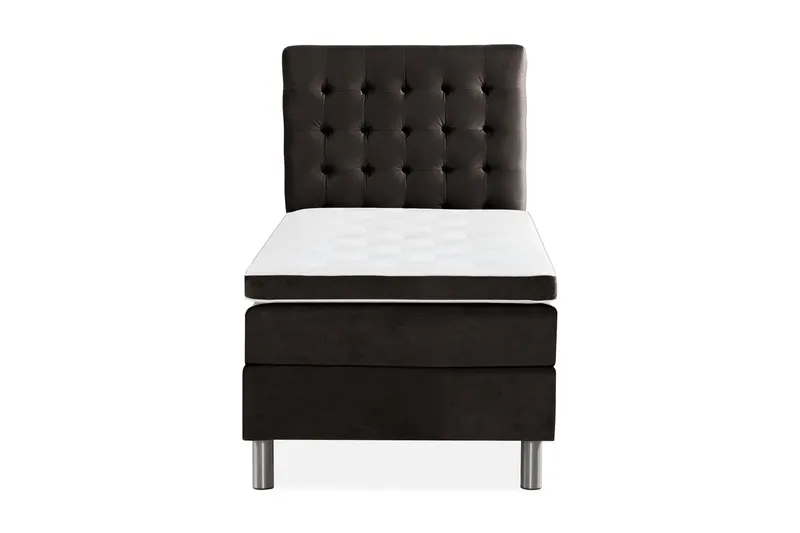 Sänkypaketti Rebeca 90x200 cm Ruudullinen pääty - Tummanharmaa/Sametti - Huonekalut - Sänky - Jenkkisängyt