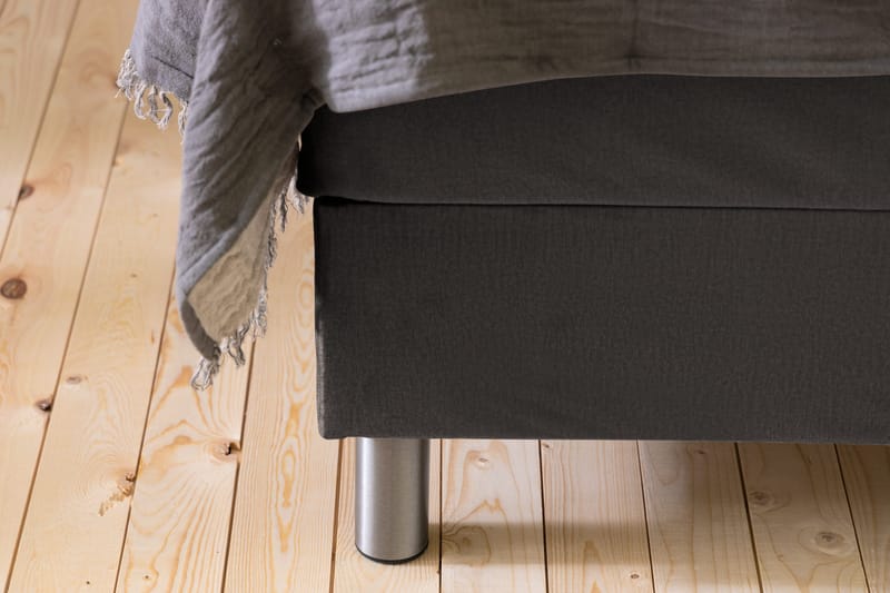 Sänkypaketti Rebeca 90x200 cm Ruudullinen pääty - Tummanharmaa/Sametti - Huonekalut - Sänky - Jenkkisängyt