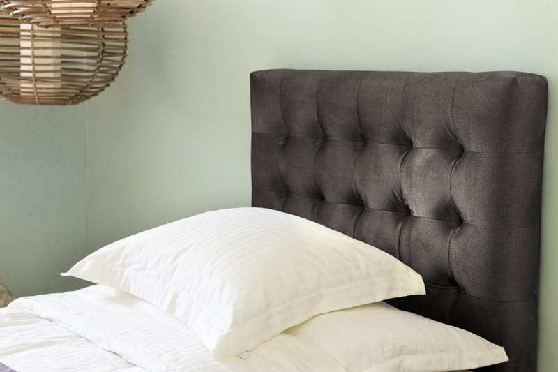 Sänkypaketti Rebeca 90x200 cm Ruudullinen pääty - Tummanharmaa/Sametti - Huonekalut - Sänky - Jenkkisängyt