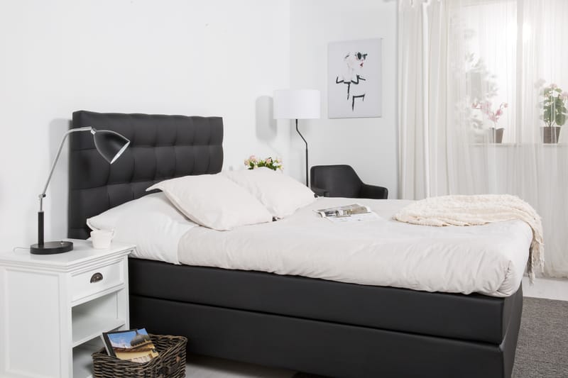 Sänkypaketti Romance Lyx 120x200 Keinonahka - Musta/Vaaleanharmaa - Huonekalut - Sänky - Jenkkisängyt