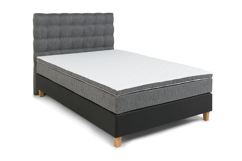 Sänkypaketti Romance Lyx 120x200 Keinonahka/kangas - Musta/Kangas Tammi kulmikas - Huonekalut - Sänky - Jenkkisängyt
