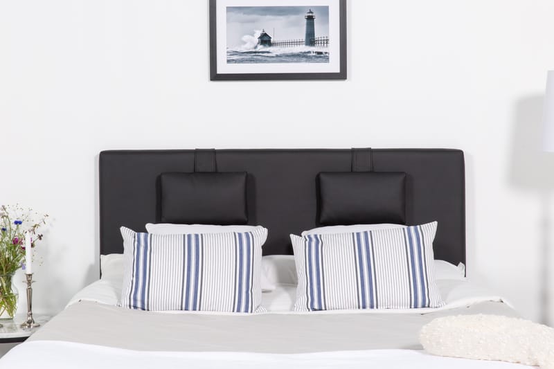 Sänkypaketti Romance Lyx 160x200 Keinonahka - Musta Tammi kulmikas - Huonekalut - Sänky - Jenkkisängyt