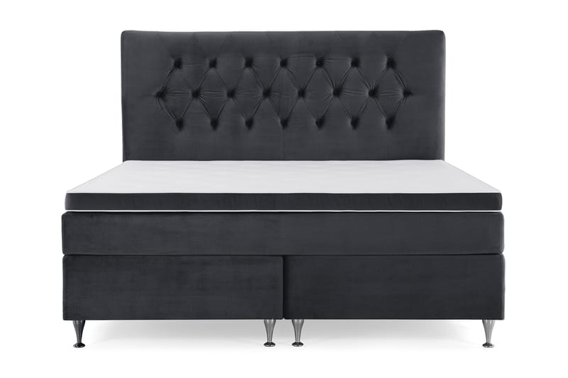 Sänkypaketti Torsö 160x200 - Musta Sametti/Matala Hopea - Huonekalut - Sänky - Jenkkisängyt