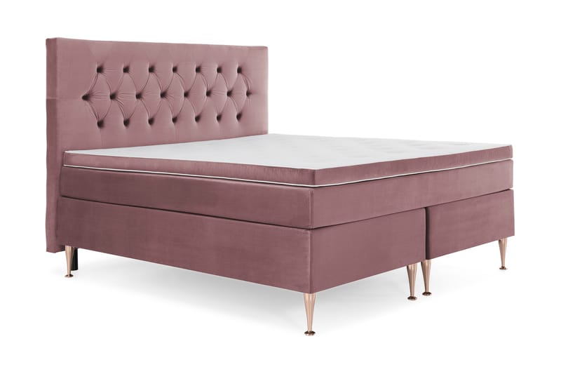 Sänkypaketti Torsö 160x200 - Roosa Sametti/Korkea Rosé - Huonekalut - Sänky - Jenkkisängyt