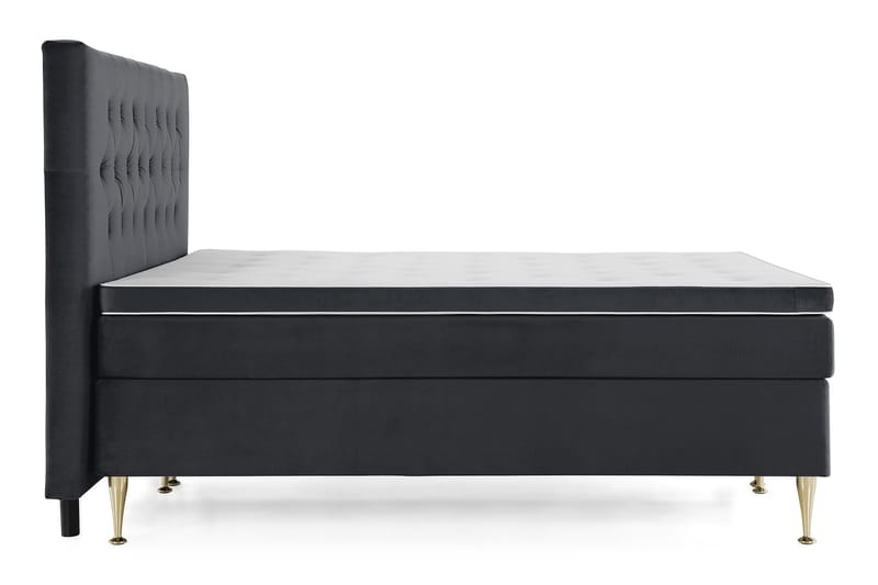 Sänkypaketti Torsö 180x200 - Musta Sametti/Korkea Kulta - Huonekalut - Sänky - Jenkkisängyt