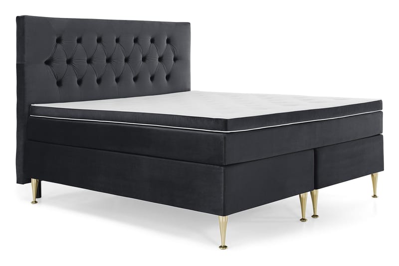 Sänkypaketti Torsö 180x200 - Musta Sametti/Korkea Kulta - Huonekalut - Sänky - Jenkkisängyt