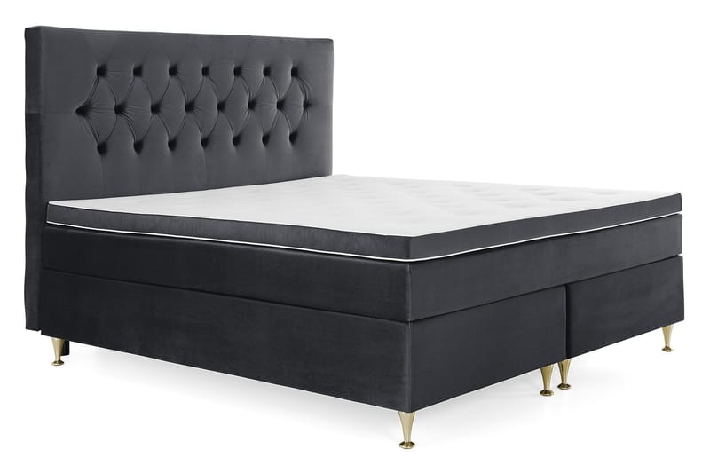 Sänkypaketti Torsö 180x200 - Musta Sametti/Matala Kulta - Huonekalut - Sänky - Jenkkisängyt