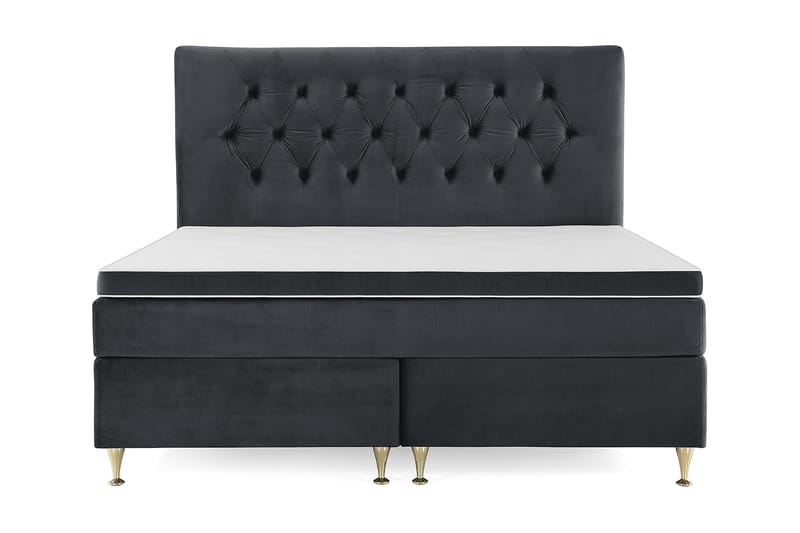 Sänkypaketti Torsö 180x200 - Musta Sametti/Matala Kulta - Huonekalut - Sänky - Jenkkisängyt