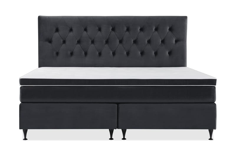 Sänkypaketti Torsö 210x210 - Musta Sametti/Matala musta - Huonekalut - Sänky - Jenkkisängyt