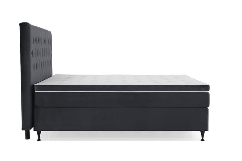 Sänkypaketti Torsö 210x210 - Musta Sametti/Matala musta - Huonekalut - Sänky - Jenkkisängyt