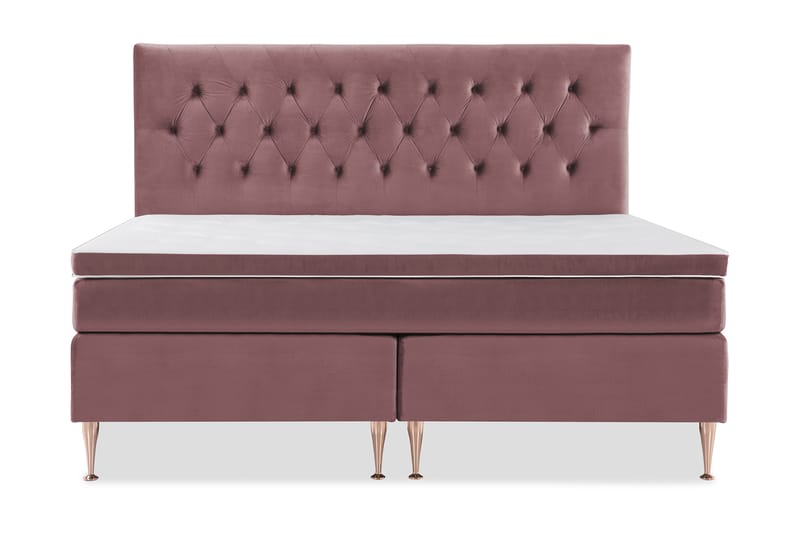 Sänkypaketti Torsö 210x210 - Roosa Sametti/Korkea Rosé - Huonekalut - Sänky - Jenkkisängyt