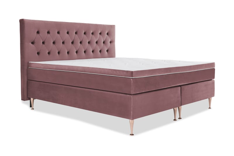Sänkypaketti Torsö 210x210 - Roosa Sametti/Korkea Rosé - Huonekalut - Sänky - Jenkkisängyt