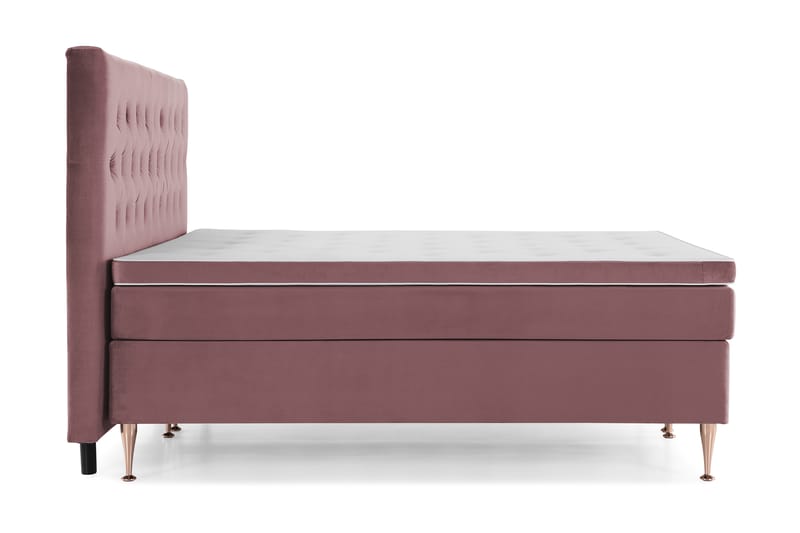 Sänkypaketti Torsö 210x210 - Roosa Sametti/Korkea Rosé - Huonekalut - Sänky - Jenkkisängyt