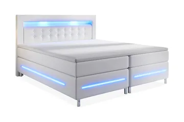 Sänkypaketti Pisa Lyx 180x200 LED Pikeerattu Pääty Keinonahk