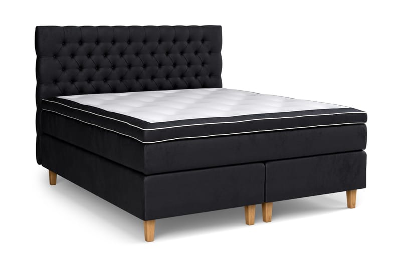Jenkkisänky Celine 160x200 cm Sametti - Musta - Huonekalut - Sänky - Jenkkisängyt