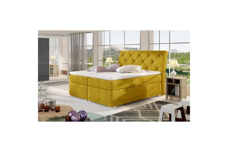 Jenkkisänky Eltap Balvin - 160x200 cm, Omega 68, keltainen - Huonekalut - Sänky - Sängyt säilytystilalla