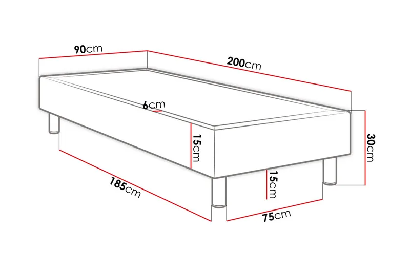 Jenkkisänky Forenza 90x200 cm - Tummanharmaa - Huonekalut - Sänky - Sänkypaketti