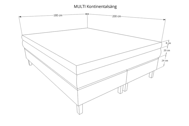 Jenkkisänky Gilius 180x200 - Vaaleanharmaa - Huonekalut - Sänky - Jenkkisängyt