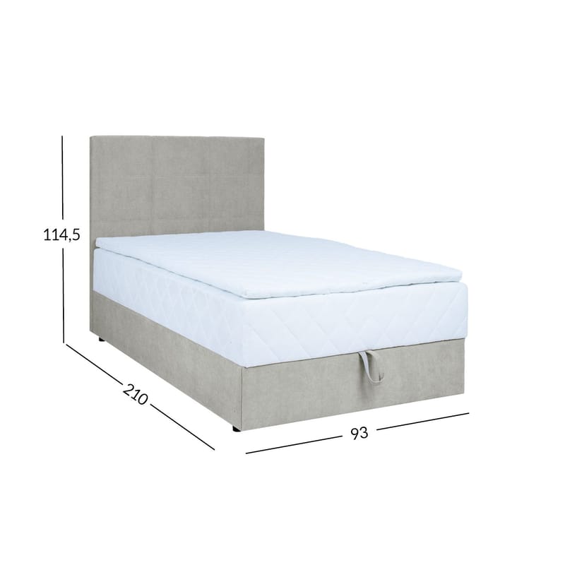 Jenkkisänky Kalen patjalla 90x200 cm - tumma beige - Huonekalut - Sänky - Sängyt säilytystilalla
