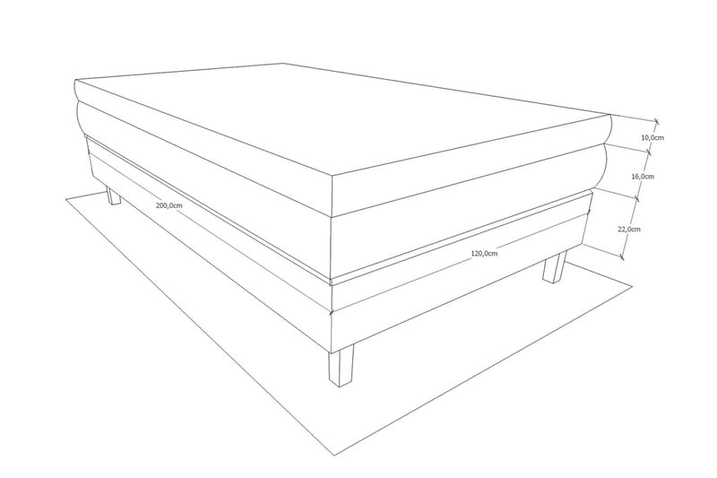 Jenkkisänky Longford 120x200 Kova Polyeetterivaahto - Musta - Huonekalut - Sänky - Yhden hengen sängyt