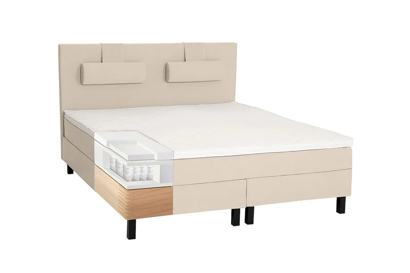 Jenkkisänky Lucky 160x200 Polyeetteri - Beige - Huonekalut - Sänky - Jenkkisängyt