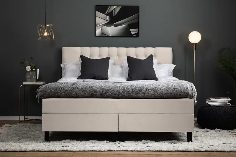 Jenkkisänky Lucky 180x200 Polyeetteri - Beige - Huonekalut - Sänky - Jenkkisängyt