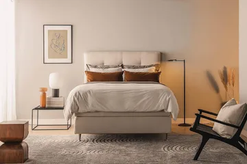 Jenkkisänky Oslo Lyx 140x200 cm Buklee - Vaaleabeige - Huonekalut - Sänky - Jenkkisängyt