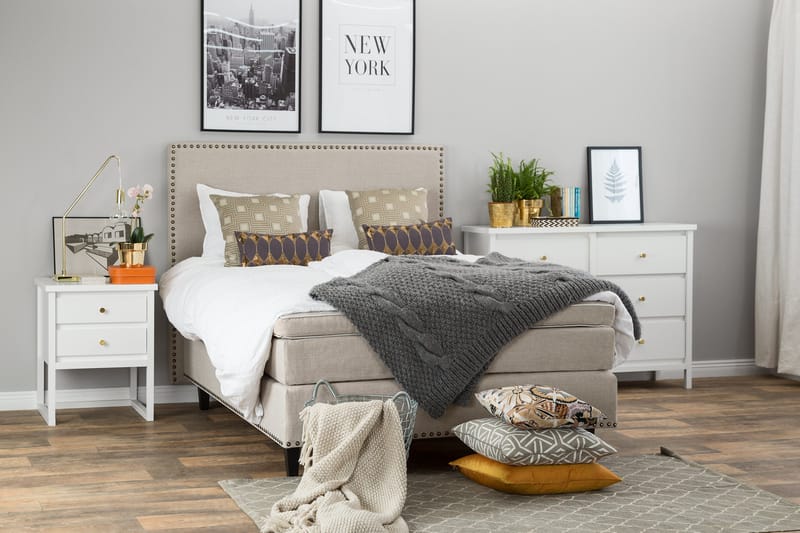 Jenkkisänky Roosalie 140x200 Pääty - Beige - Huonekalut - Sänky - Jenkkisängyt