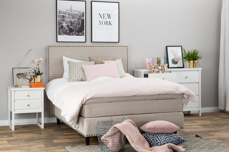 Jenkkisänky Rosalie 140x200 - Beige - Huonekalut - Sänky - Jenkkisängyt