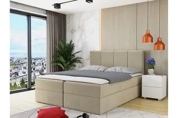 Jenkkisänky Skudderup 160x200 cm + Sijauspatja - Beige - Huonekalut - Sänky - Sängyt säilytystilalla