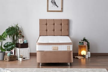 Jenkkisänky Pylpio 90x200 cm - Vaaleanruskea - Huonekalut - Sänky - Sänkypaketti
