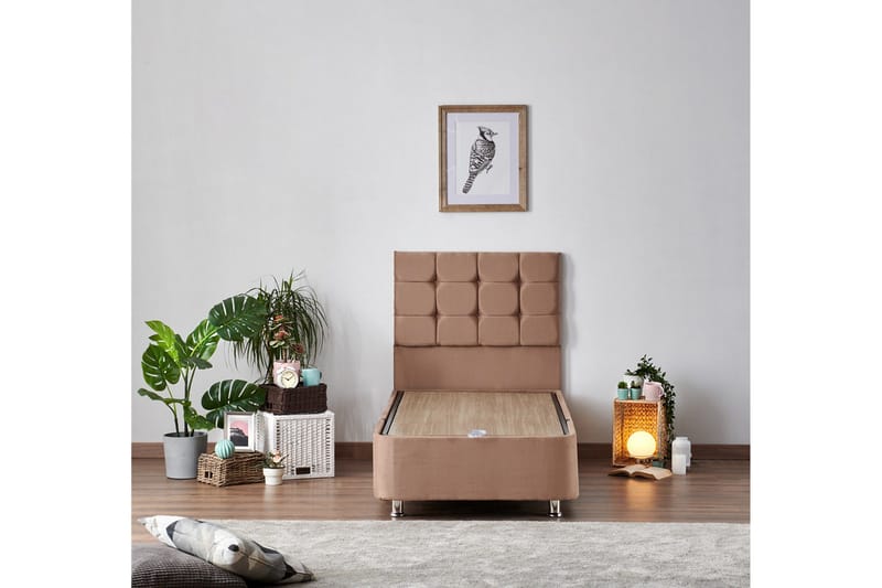 Jenkkisänky Pylpio 90x200 cm - Vaaleanruskea - Huonekalut - Sänky - Sänkypaketti