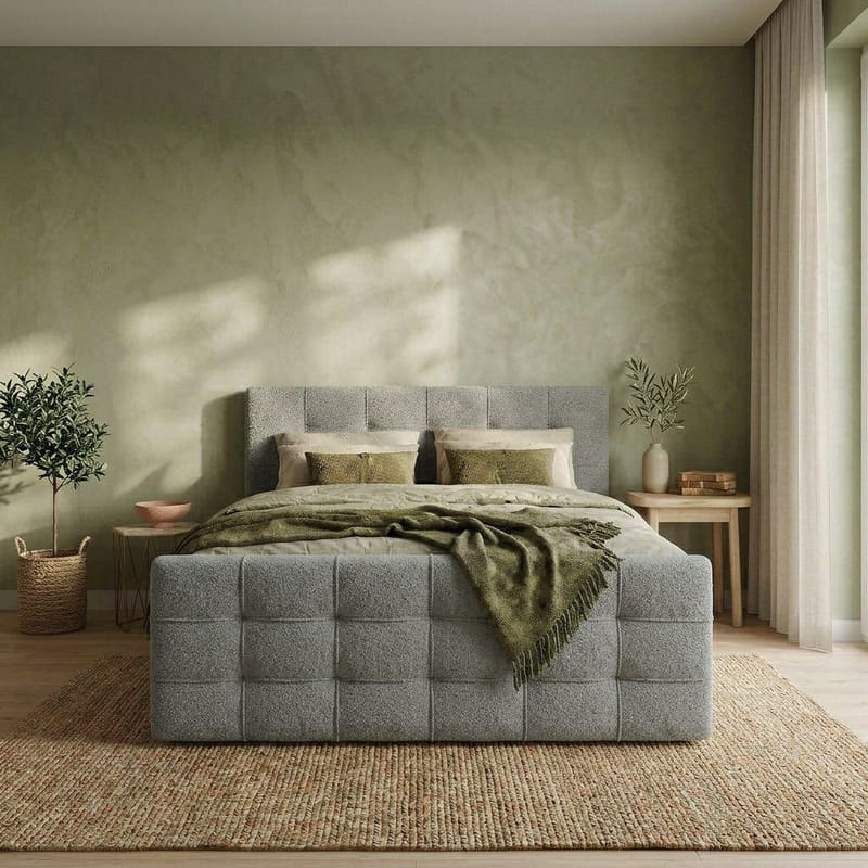 Jenkkisänkypaketti Elvros 160x200 cm nostettavalla säilytystilalla - Betoninharmaa - Huonekalut - Sänky - Sängyt säilytystilalla