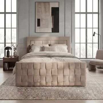 Jenkkisänkypaketti Ryven 160x200 cm nostettavalla säilytystilalla - lämmin beige/latte - Huonekalut - Sänky - Sängyt säilytystilalla