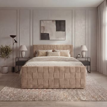 Jenkkisänkypaketti Tyrosen 140x200 cm laatikkosäilytyksellä - kameli - Huonekalut - Sänky - Sängyt säilytystilalla