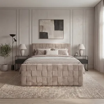 Jenkkisänkypaketti Tyrosen 160x200 cm laatikkosäilytyksellä - Lämmin beige - Huonekalut - Sänky - Sängyt säilytystilalla