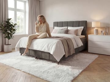 Jenkkisänkypaketti Vyrosen 160x200 cm nostettavalla säilytystilalla - harmaa - Huonekalut - Sänky - Sängyt säilytystilalla