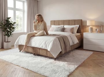 Jenkkisänkypaketti Vyrosen 180x200 cm nostettavalla säilytystilalla - beige - Huonekalut - Sänky - Sängyt säilytystilalla