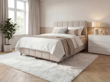 Jenkkisänkypaketti Vyrosen 180x200 cm nostettavalla säilytystilalla - kermanbeige - Huonekalut - Sänky - Sängyt säilytystilalla